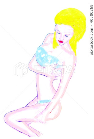 Beautiful woman 4 who sees below 40380269