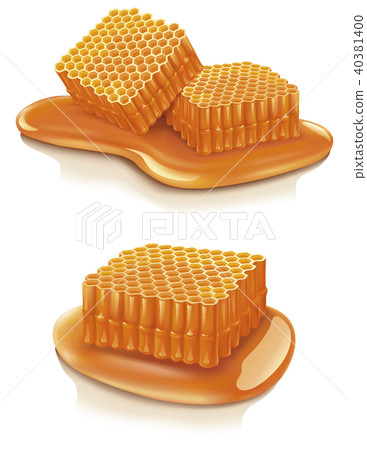 Set of illustrations honey combs Set of illustrations honey combs 40381400