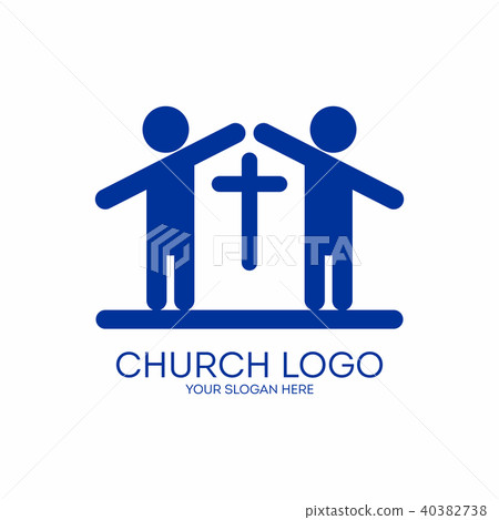 Church logo. People forming a church 40382738