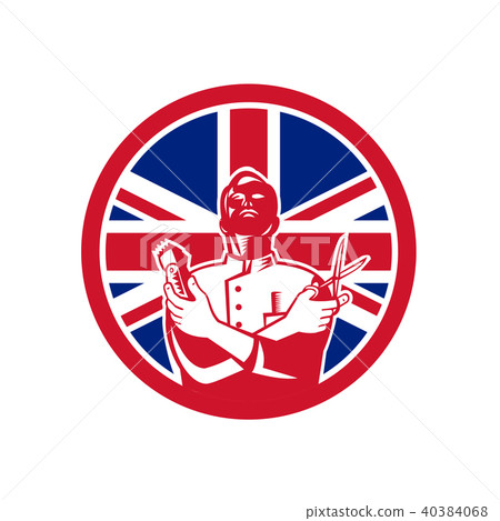 British Barber Union Jack Flag Icon 40384068