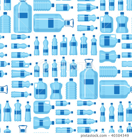Plastic water bottle vector blank nature blue seamless pattern background clean liquid aqua fluid 40384349