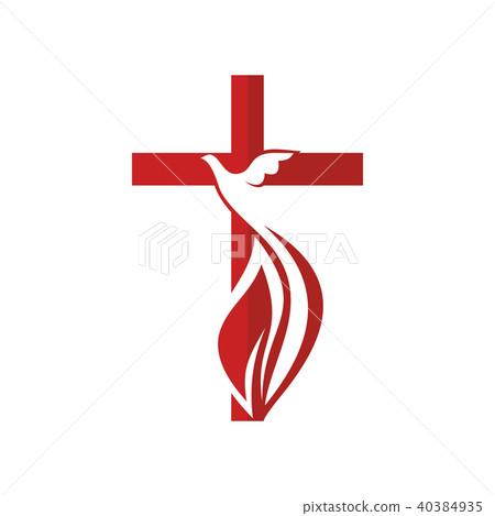 Cross and dove, symbol of the Holy Spirit 40384935