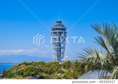 Enoshima observation lighthouse sea candle and palm tree 40385017