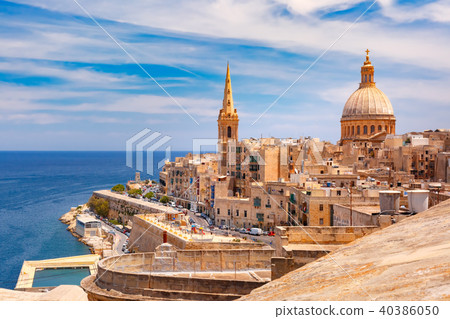 Domes and roofs of Valletta , Malta 40386050