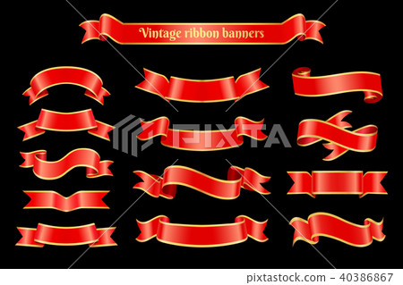 Vintage Ribbons Banner Set Vector Illustration Vintage Ribbons Banner Set Vector Illustration 40386867