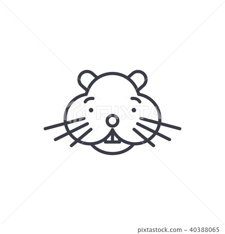hamster head vector line icon, sign, illustration on background, editable strokes 40388065
