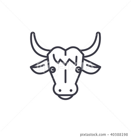 cow head vector line icon, sign, illustration on background, editable strokes 40388198