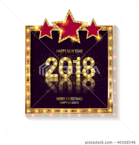 Gold Christmas and New Year banner Gold Christmas and New Year banner 40388546