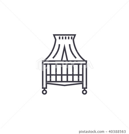 canopy bed vector line icon, sign, illustration... - Stock Illustration ...