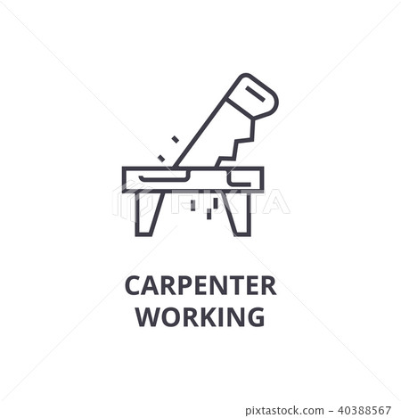 carpetner working vector line icon, sign, illustration on background, editable strokes 40388567