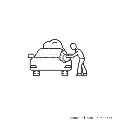 car washing service vector line icon, sign,... - Stock Illustration ...