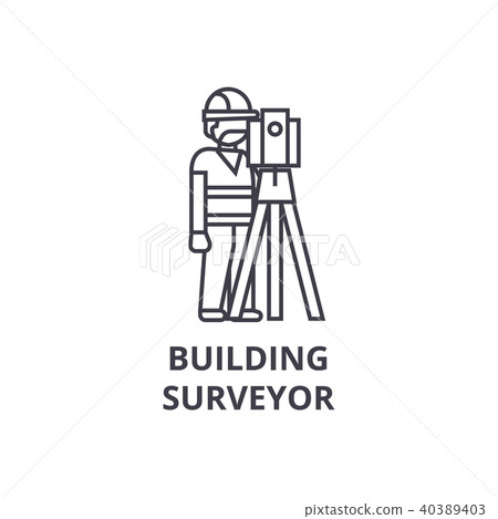 building surveyor vector line icon, sign, illustration on background, editable strokes 40389403