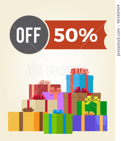 Off 50 Sale Promo Label on Advertisement Poster 40389404
