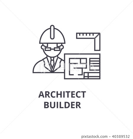 architect contractor vector line icon, sign, illustration on background, editable strokes architect contractor vector line icon, sign, illustration on background, editable strokes 40389532