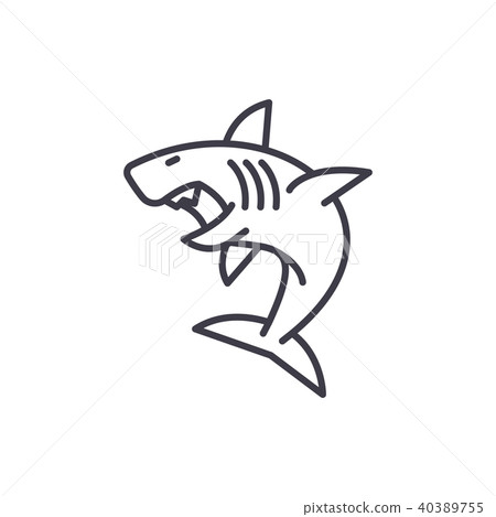 great white shark vector line icon, sign, illustration on background, editable strokes great white shark vector line icon, sign, illustration on background, editable strokes 40389755