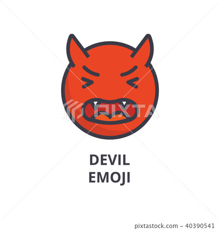 devil emoji vector line icon, sign, illustration on background, editable strokes 40390541