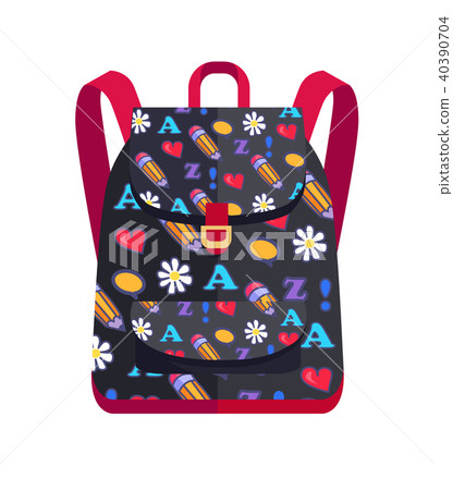 Backpack made of Fabric with Red Heart, Flower 40390704