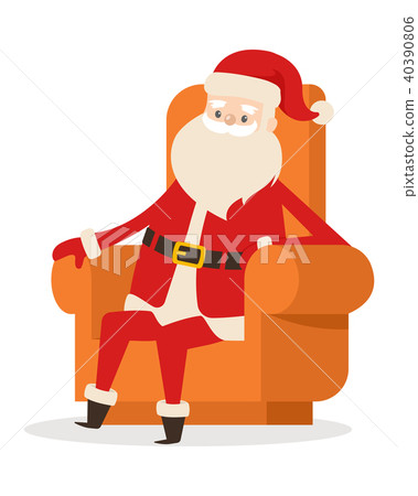 Sitting Santa in Armchair on White Background Sitting Santa in Armchair on White Background 40390806