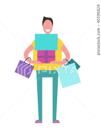 Shopping Man with Presents Vector Illustration 40390829