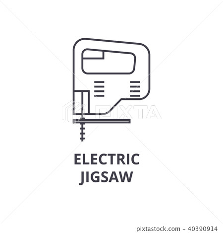 electric jigsaw vector line icon, sign, illustration on background, editable strokes electric jigsaw vector line icon, sign, illustration on background, editable strokes 40390914