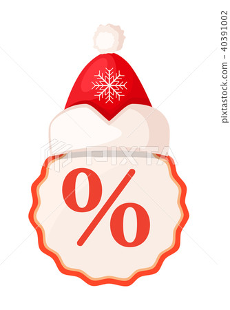 Round Tang with Percent Sign Inside and Santa Hat 40391002
