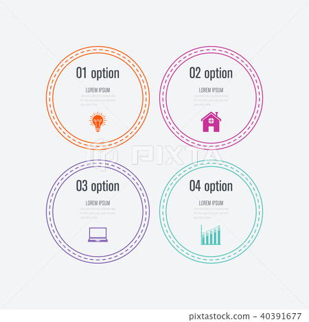 Infographics template 4 options with circle 40391677