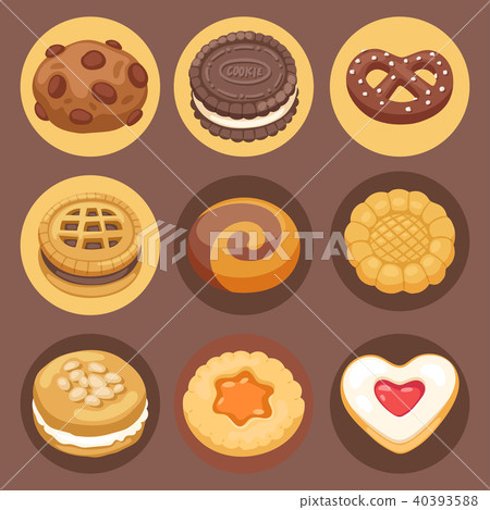Cookie vector cakes top view sweet homemade breakfast bake food biscuit bakery cookie pastry Cookie vector cakes top view sweet homemade breakfast bake food biscuit bakery cookie pastry 40393588
