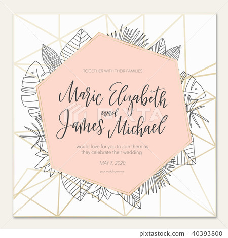Tropical wedding invitation with flower elements 40393800