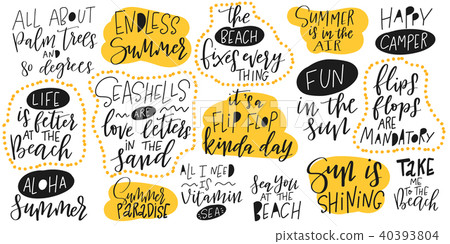 Handdrawn lettering set about summer and holidays 40393804