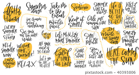 Handdrawn lettering set about summer and holidays Handdrawn lettering set about summer and holidays 40393806