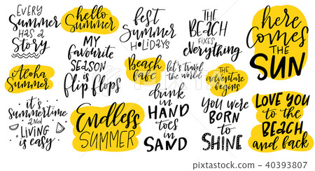 Handdrawn lettering set about summer and holidays 40393807