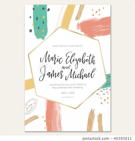 Abstract wedding invitation with doodle elements Abstract wedding invitation with doodle elements 40393811