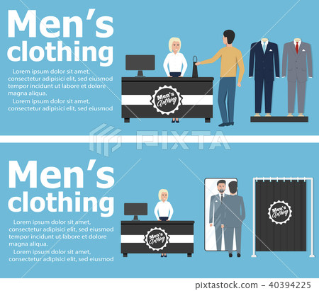 Clothing Shop Banners With Shopping People Stock Illustration