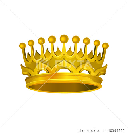 Gorgeous golden crown. Realistic icon of shiny king attribute with yellow gradient. Vector element 40394321