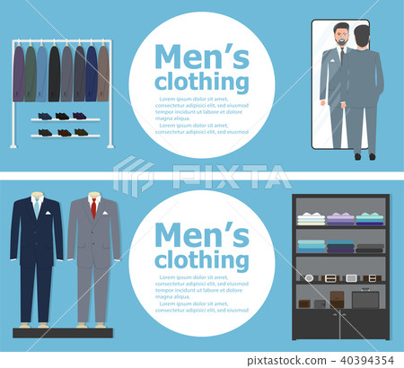 Clothing Shop Banners With Shopping People Stock Illustration