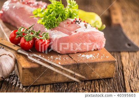 Pork loin fillet parsley herb tomatoes garlic salt Pork loin fillet parsley herb tomatoes garlic salt 40395603