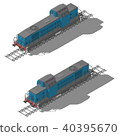 Freight diesel locomotive isometric low poly icon 40395670