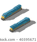 Freight diesel locomotive isometric low poly icon 40395671