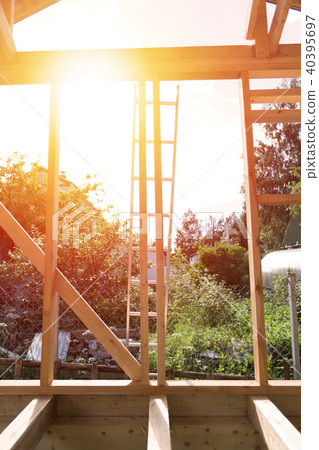 Unfinished frame house. Building process 40395697