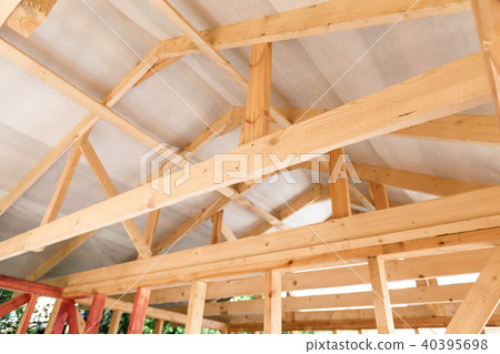 Unfinished frame house. Building process 40395698