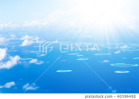 Aerial view from plane on sea and tropical islands 40396488