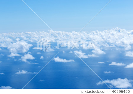 Aerial view from plane on sea and tropical islands Aerial view from plane on sea and tropical islands 40396490