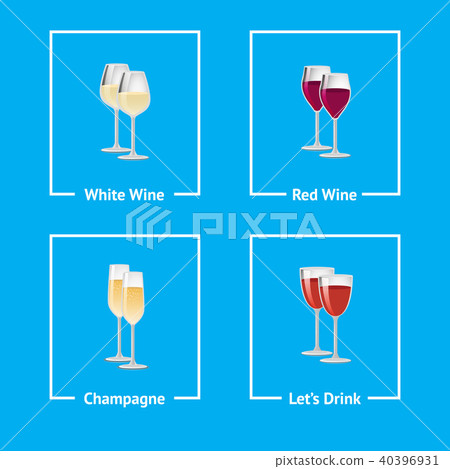 White and Red Wine Champagne Vector Illustration 40396931