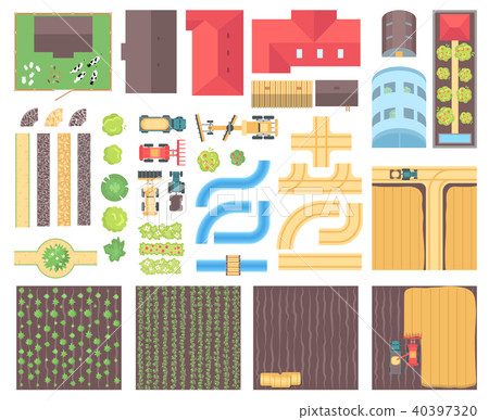 Farm elements - set of modern vector isolated... - Stock Illustration ...