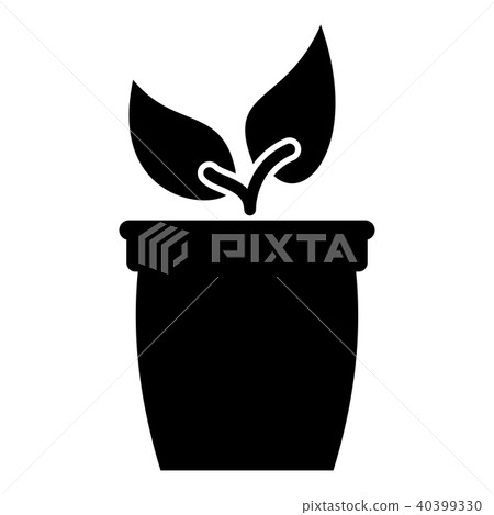 Flowerpot or pot with plant icon black 40399330