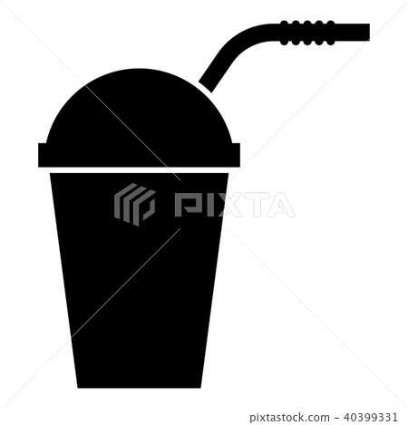 Closed container for hot cold drinks with straw 40399331