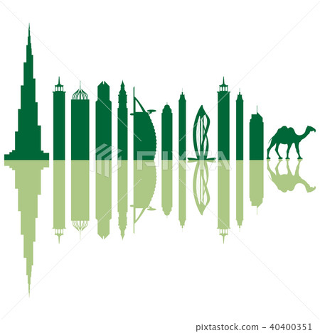 United Arab Emirates skyscrapers silhouette and 40400351
