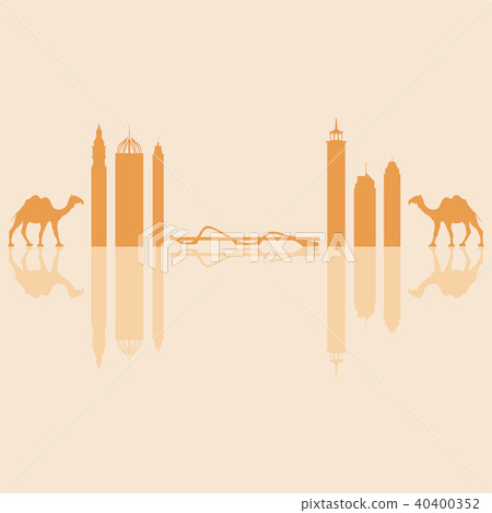 United Arab Emirates skyscrapers silhouette and 40400352