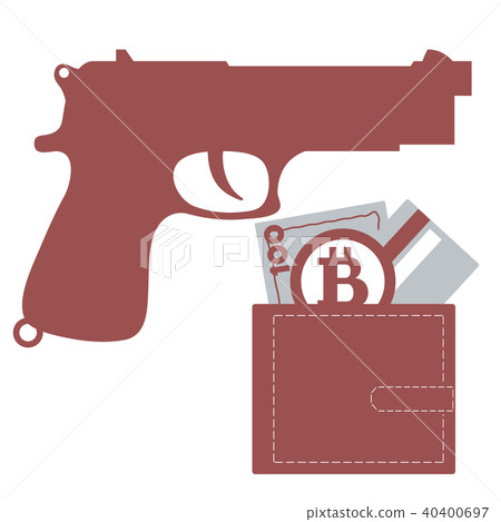 Stylized icon of a colored gun and purse with Stylized icon of a colored gun and purse with 40400697