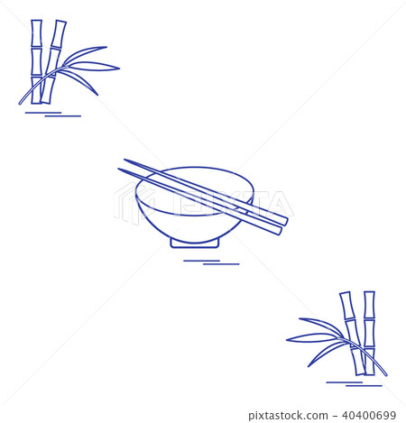 Stylized icon of bowl with chopsticks and bamboo 40400699
